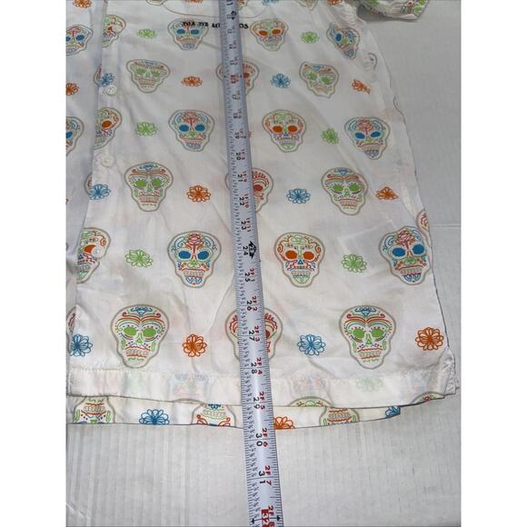 Vans Shirt Mens Large White Multicolor Skulls Dia De Los Muertos Cotton Skater - Picture 8 of 13